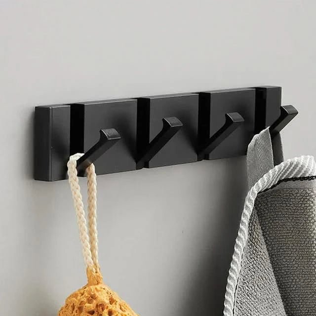Stylish Stainless Steel Wall Hook – Foldable, Space-Saving Hanger for Bathroom and Living Areas – Black