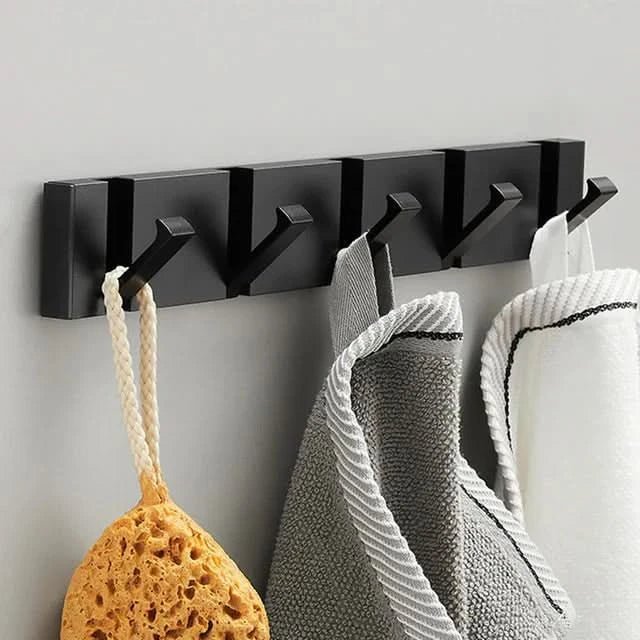 Stylish Stainless Steel Wall Hook – Foldable, Space-Saving Hanger for Bathroom and Living Areas – Black
