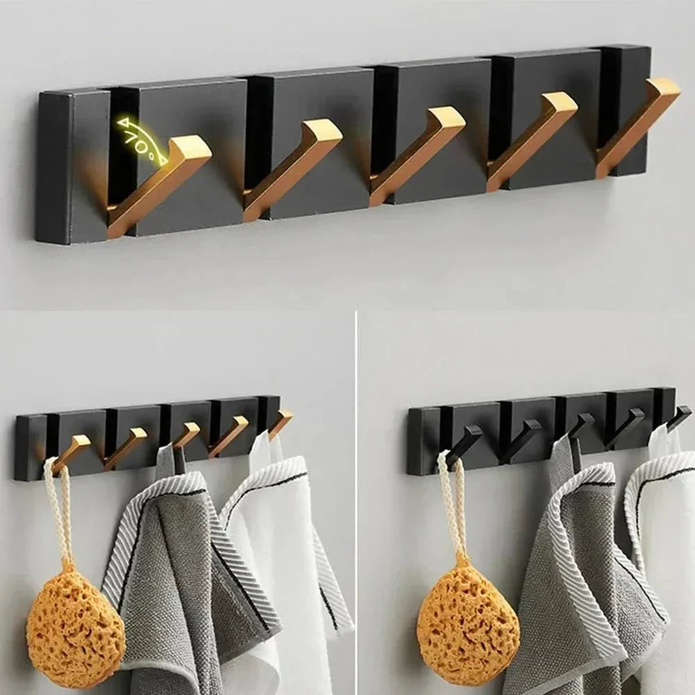 Stylish Stainless Steel Wall Hook – Foldable, Space-Saving Hanger for Bathroom and Living Areas – Gold