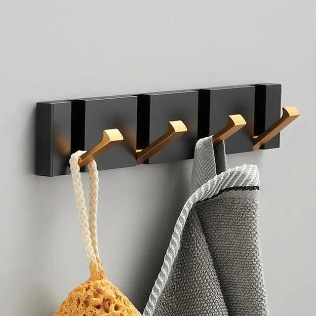 Stylish Stainless Steel Wall Hook – Foldable, Space-Saving Hanger for Bathroom and Living Areas – Gold