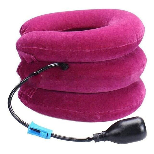 Inflatable Cervical Neck Traction Pillow with Three Layers – Pink