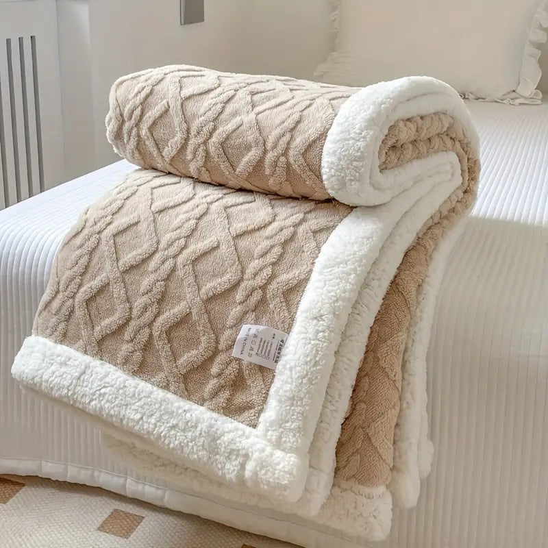 Cozy Luxe Reversible Blanket for Ultimate Comfort – Latte