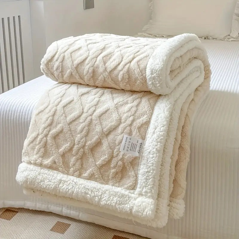 Cozy Luxe Reversible Blanket for Ultimate Comfort – Creamy White
