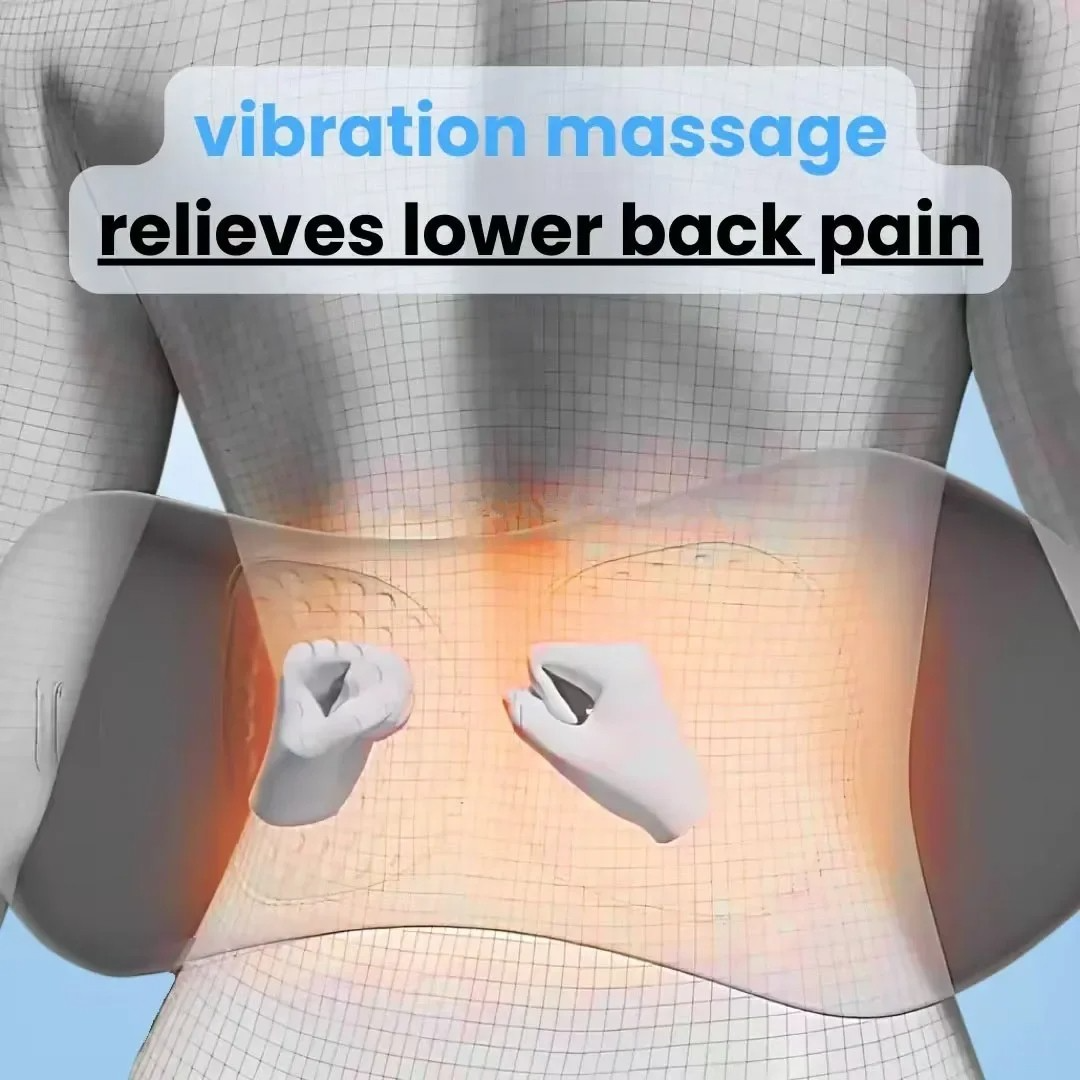 Heat and Vibration Back Massager for Lower Back Pain Relief and Posture Correction – 3-in-1 Therapy Device