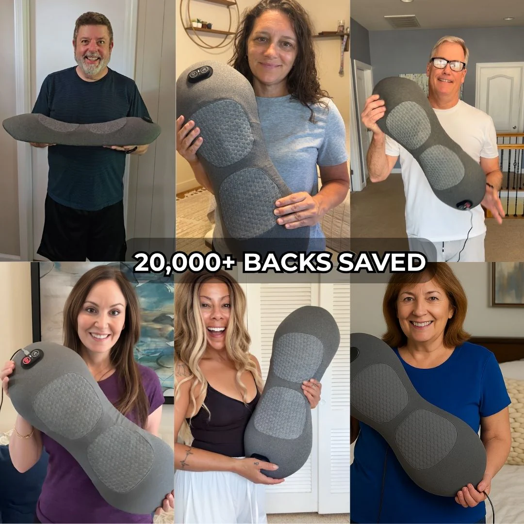 Heat and Vibration Back Massager for Lower Back Pain Relief and Posture Correction – 3-in-1 Therapy Device