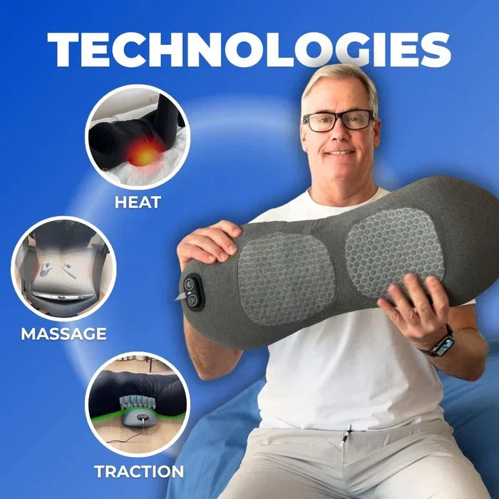 Heat and Vibration Back Massager for Lower Back Pain Relief and Posture Correction – 3-in-1 Therapy Device