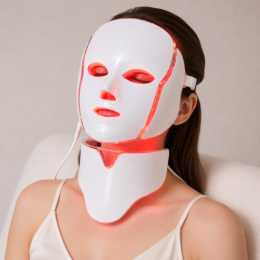 7-Color Light Therapy Face Mask with Neck Support for Acne, Wrinkles, Pores