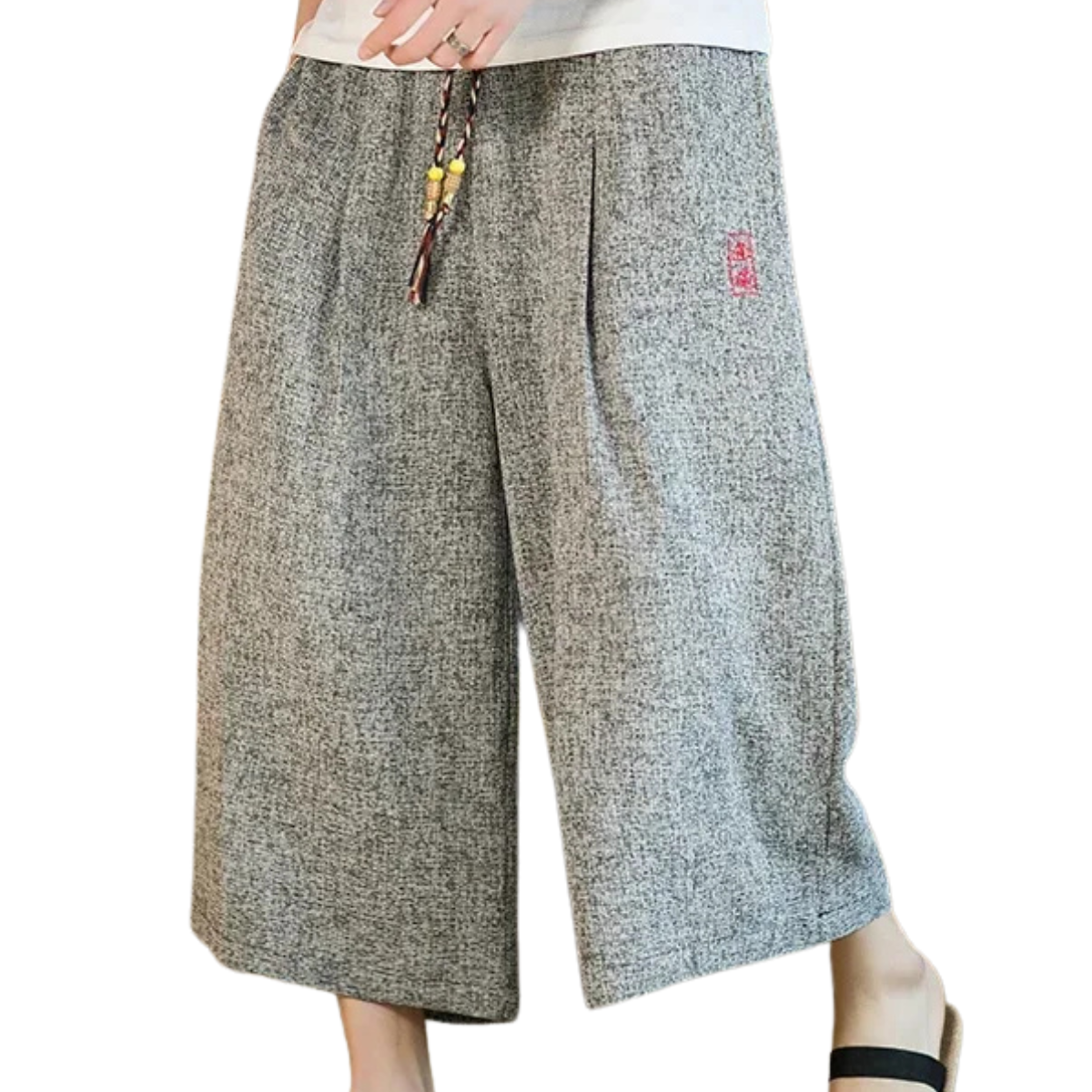 Japanese Wide-Leg Summer Shorts - Kimono-Inspired Design – Grey