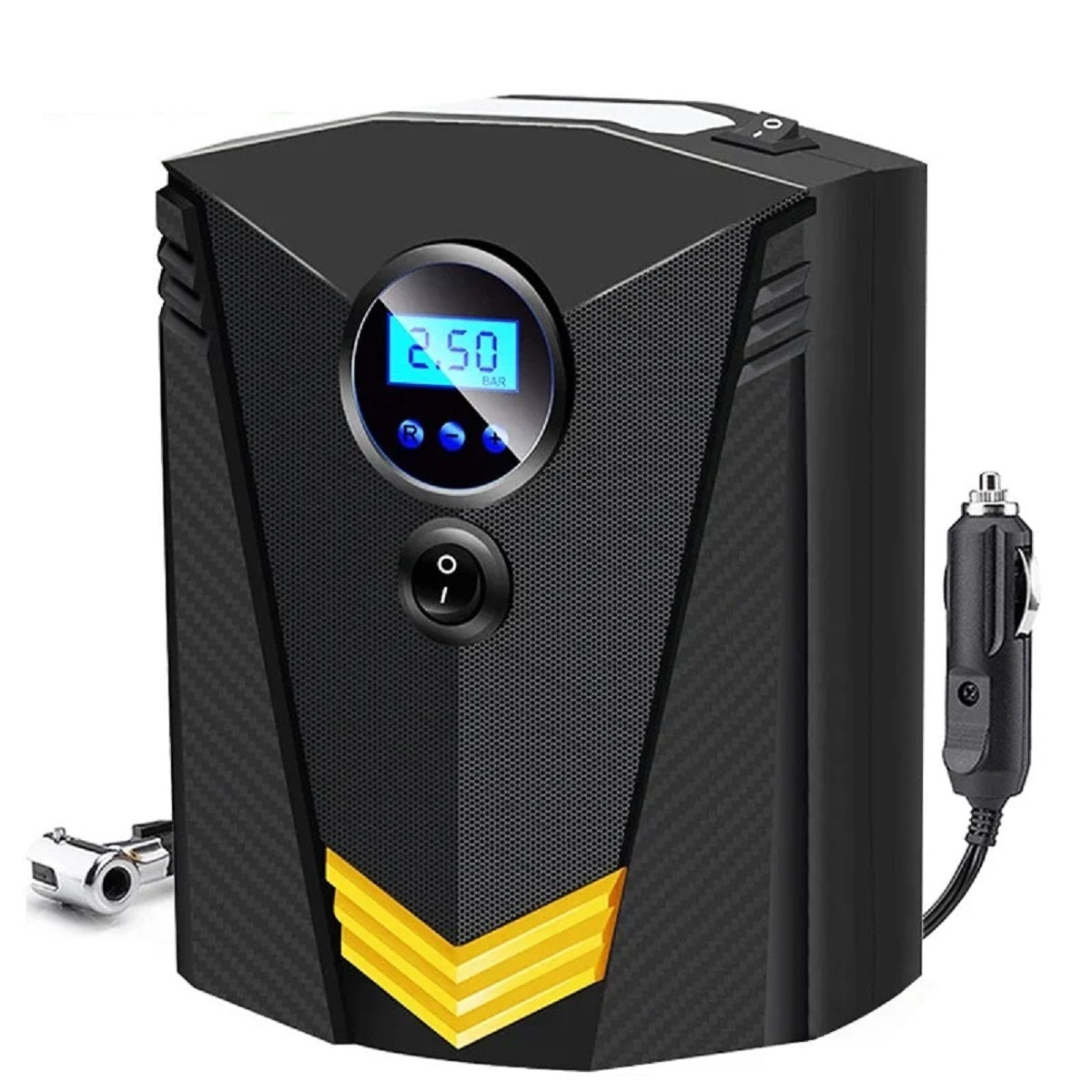 Compact Air Pump with LED Light for Cars, Motorcycles, and Bicycles – Black
