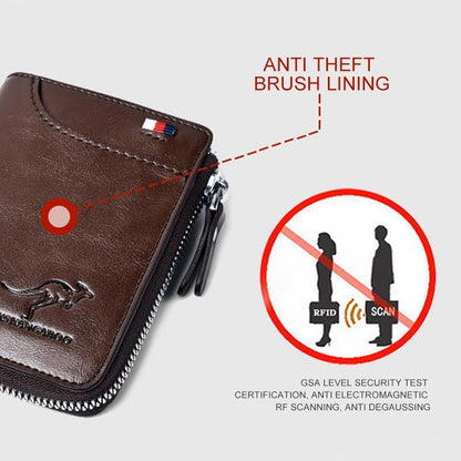 Men's RFID-blocking Wallet - Multifunctional Credit Card Holder for Kangaroo