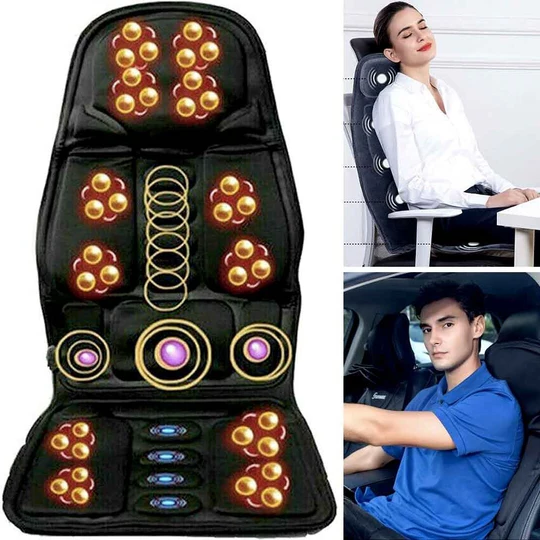 8-Function Heated Massage Cushion with Neck and Back Support for Home and Car