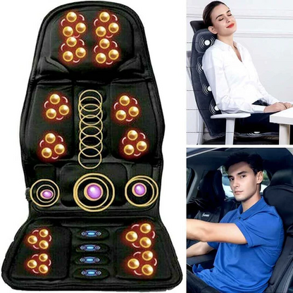 8-Function Heated Massage Cushion with Neck and Back Support for Home and Car