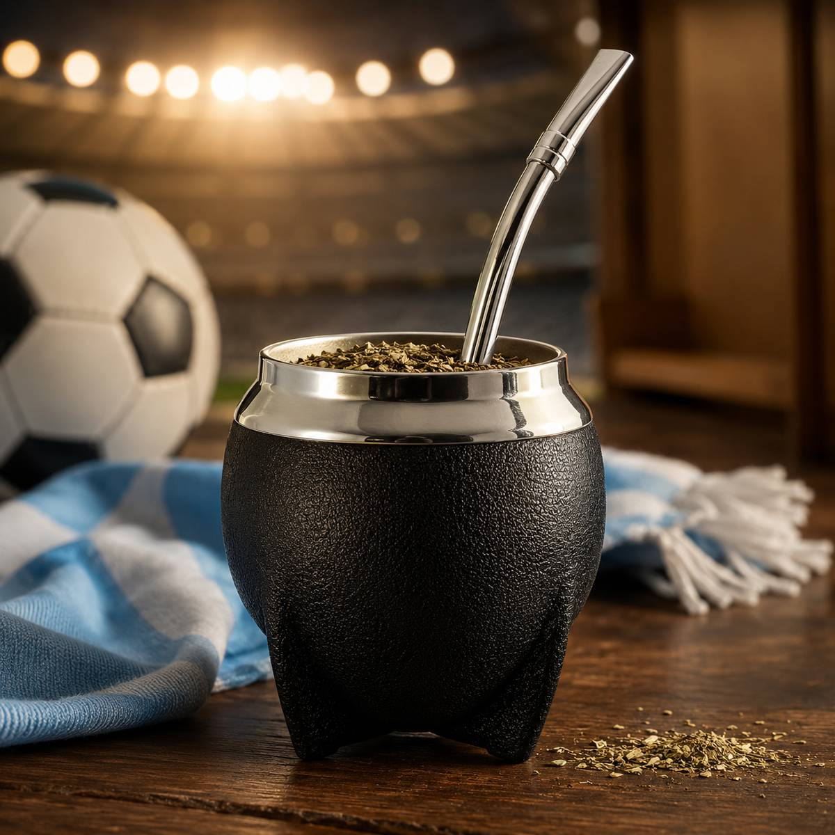 Insulated Stainless Steel Yerba Mate Cup Set with Bombilla Straw & Brush - 10oz Travel Design – Black