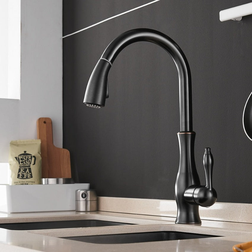 Retractable Kitchen Faucet - Stylish Design – Black
