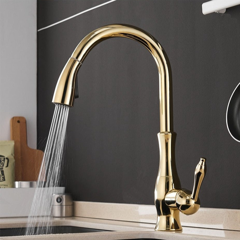 Retractable Kitchen Faucet - Stylish Design – Gold