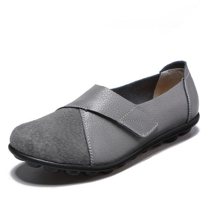 Comfort-Fit Leather Slip-On Shoes for Women – Gray