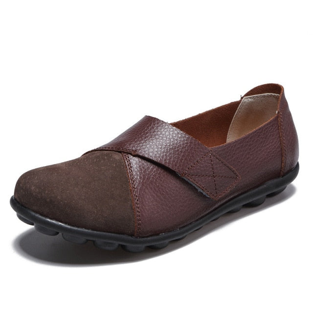Comfort-Fit Leather Slip-On Shoes for Women – Coffee