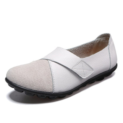Comfort-Fit Leather Slip-On Shoes for Women – White