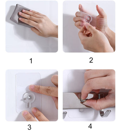 10 Pack Heavy-Duty Transparent Adhesive Hooks Without Drilling