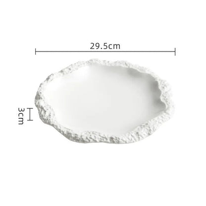 Rock Pattern Edged Ceramic Platter for Serving