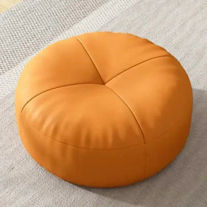 Round Japanese Tatami Style Seat Cushion in Nappa Leather – Orange