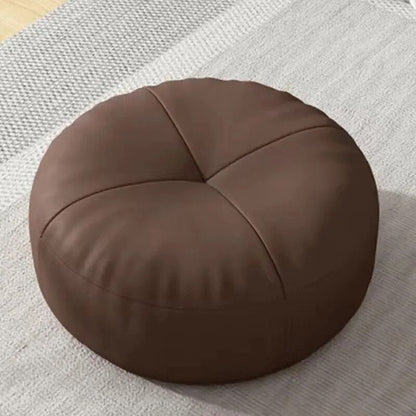 Round Japanese Tatami Style Seat Cushion in Nappa Leather – Brown