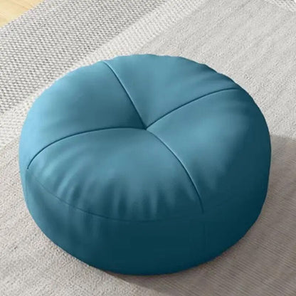 Round Japanese Tatami Style Seat Cushion in Nappa Leather – Blue