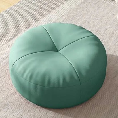 Round Japanese Tatami Style Seat Cushion in Nappa Leather – Green
