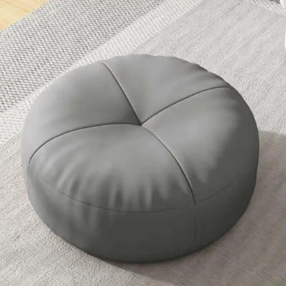Round Japanese Tatami Style Seat Cushion in Nappa Leather – Dark gray