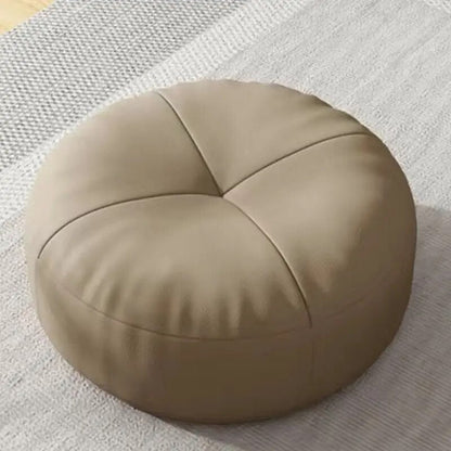Round Japanese Tatami Style Seat Cushion in Nappa Leather – Beige
