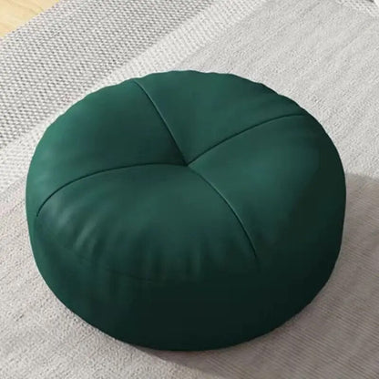 Round Japanese Tatami Style Seat Cushion in Nappa Leather – Dark green