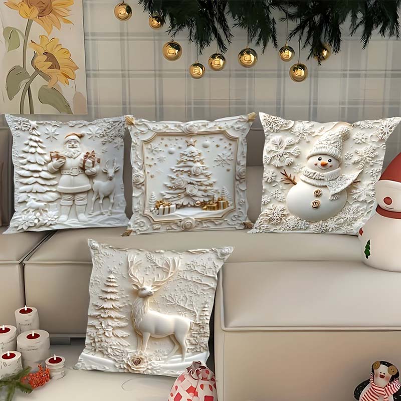 4-Piece Cushion Cover Set – Warm Holiday Decor for Home and Living Room