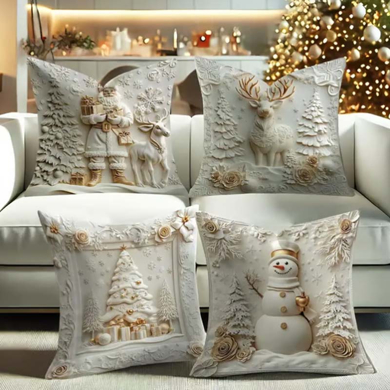 4-Piece Cushion Cover Set – Warm Holiday Decor for Home and Living Room
