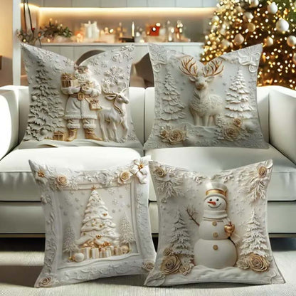 4-Piece Cushion Cover Set – Warm Holiday Decor for Home and Living Room