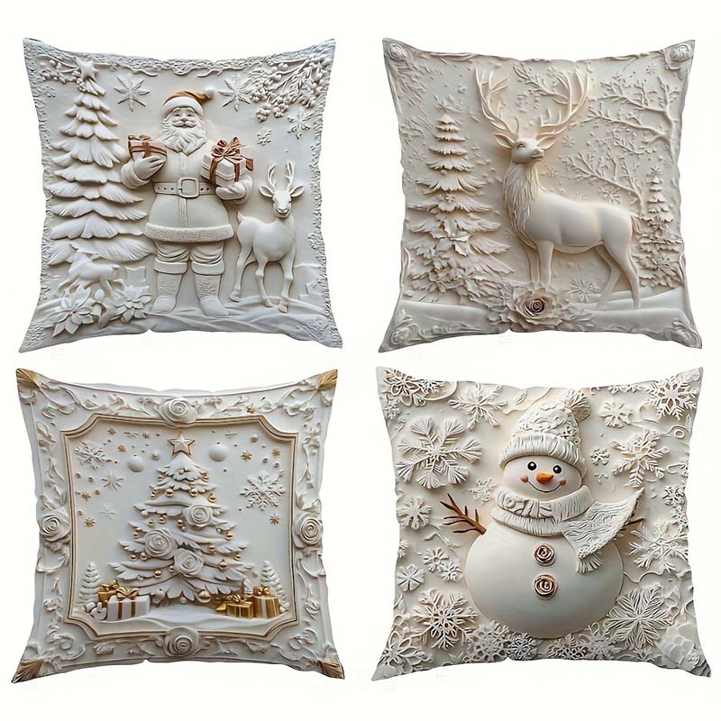 4-Piece Cushion Cover Set – Warm Holiday Decor for Home and Living Room