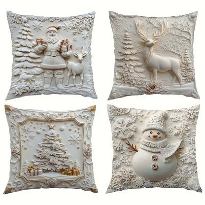 4-Piece Cushion Cover Set – Warm Holiday Decor for Home and Living Room