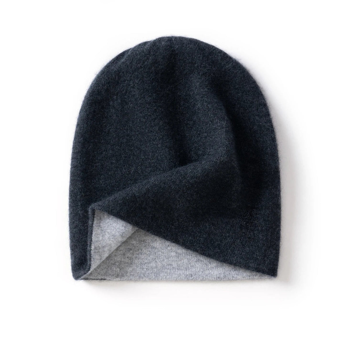 Double-Layer Knit Beanie for Men and Women - Cashmere Winter Hat – Dark Grey